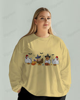 Halloween Chicken Ghost Print Long Sleeve T-shirt